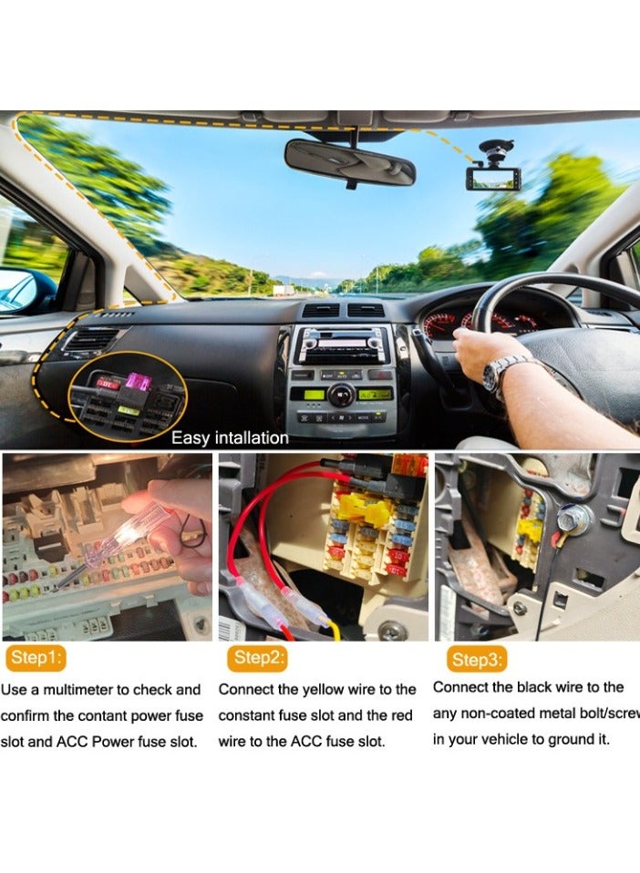 Beauenty Dash Cam Hard Wire Kit, Strong And Durable Parking Monitor Buck Line, Low Voltage Protection Portable Car Charger Cable Kit For DVRS GPS Recorder, (Type C Curved 3A Safety Film Set) - Image 2