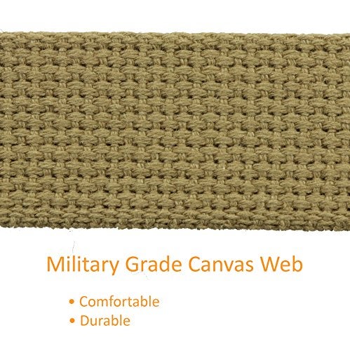 Thomas Bates Cargo Cotton Military Brass Buckle Web Belt (Khaki) - Image 4