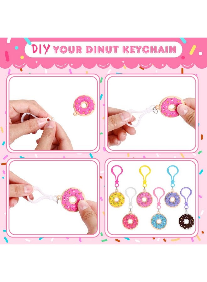 Jadive 24 قطعة هدايا حفلة دونات حلوة سلسلة مفاتيح دونات حلوة لوازم حفلة عيد ميلاد بموضوع الدونات لعبة زينة قلادة للأطفال الأولاد والبنات تذكارات هدايا مكافأة حلوى حشوات أكياس الهدايا 6 ألوان - Image 4