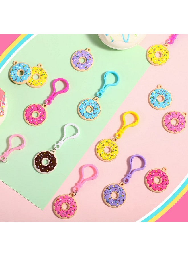 Jadive 24 قطعة هدايا حفلة دونات حلوة سلسلة مفاتيح دونات حلوة لوازم حفلة عيد ميلاد بموضوع الدونات لعبة زينة قلادة للأطفال الأولاد والبنات تذكارات هدايا مكافأة حلوى حشوات أكياس الهدايا 6 ألوان - Image 5