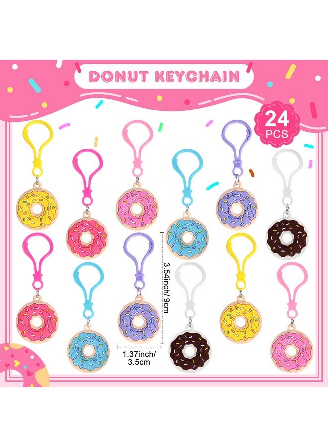 Jadive 24 قطعة هدايا حفلة دونات حلوة سلسلة مفاتيح دونات حلوة لوازم حفلة عيد ميلاد بموضوع الدونات لعبة زينة قلادة للأطفال الأولاد والبنات تذكارات هدايا مكافأة حلوى حشوات أكياس الهدايا 6 ألوان - Image 3