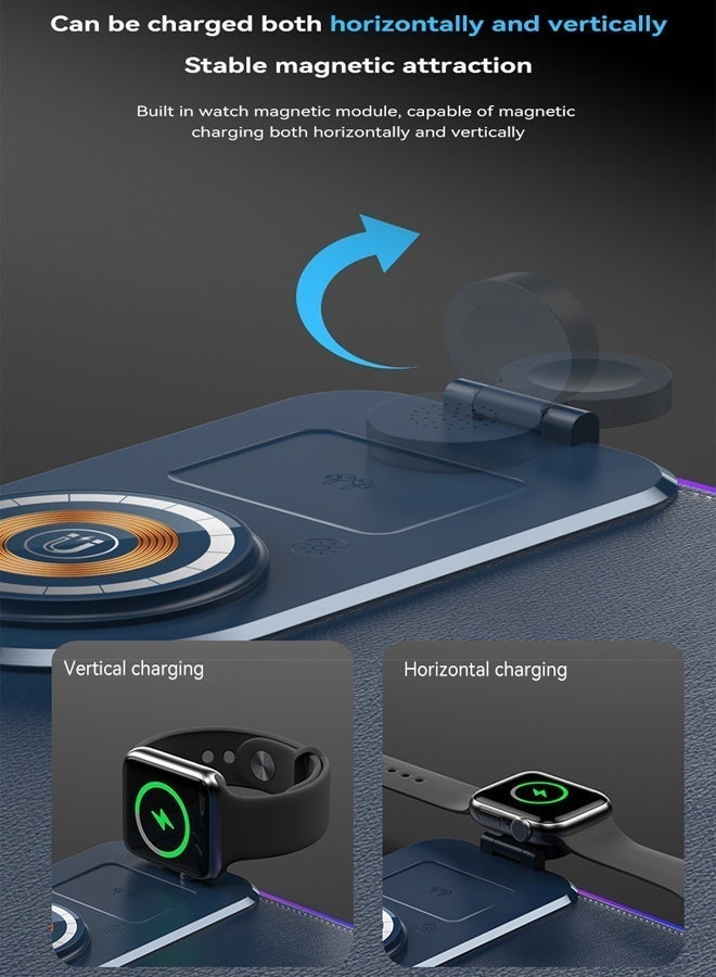 Golden Loop 3-in-1 Wireless Charging Station RGB Mouse Pad - Extra Large Leather Desk Mat with Magnetic Charger for iPhone, Apple Watch, AirPods - Waterproof, Gaming & Office (800x300mm) - Image 5