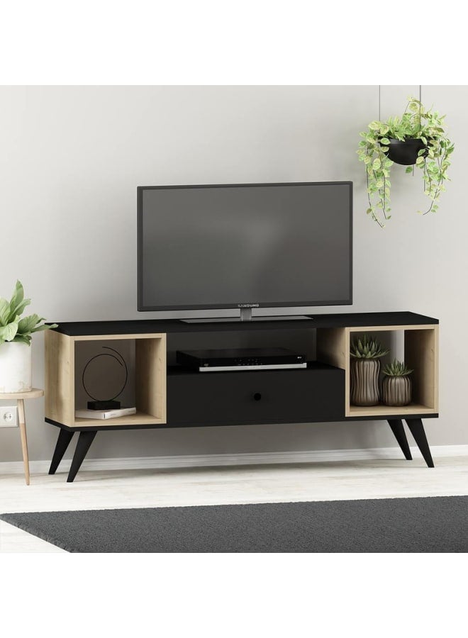 Retro RA-U54 TV Table 150 x 59 x 35 cm - Black x Beige - Image 2