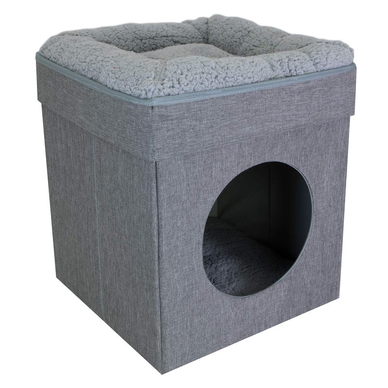 Kitty City Indoor Cat Cube Furniture, Gray Cube