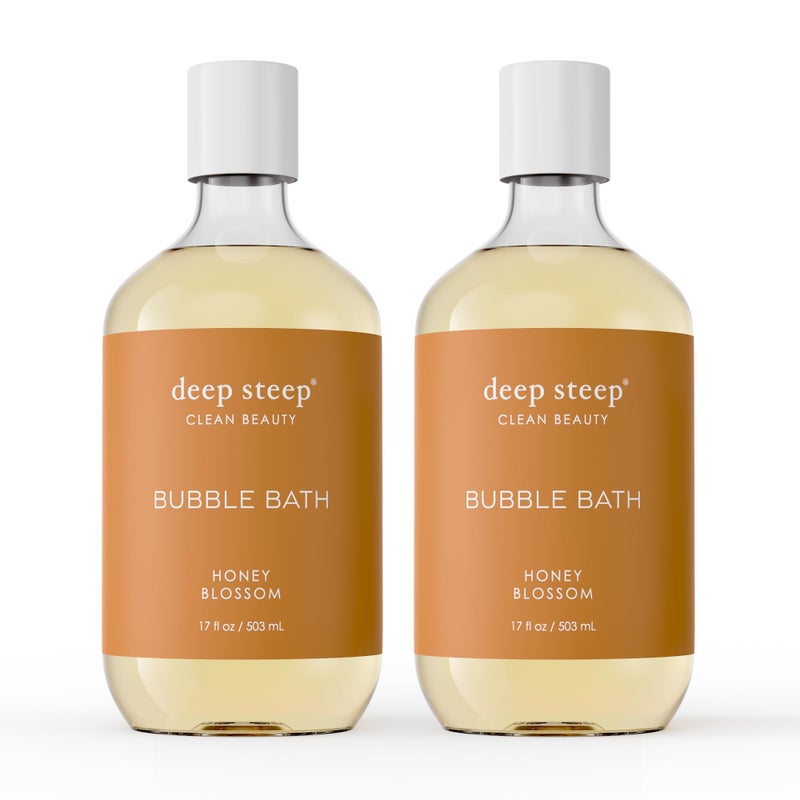 Deep Steep Bubble Bath Honey Blossom 17 oz Pack of 2  Soothing Soak with Shea Butter Argan Oil Aloe Vera  Coconut Oil  Vegan SulfateFree PHBalanced Clean Beauty