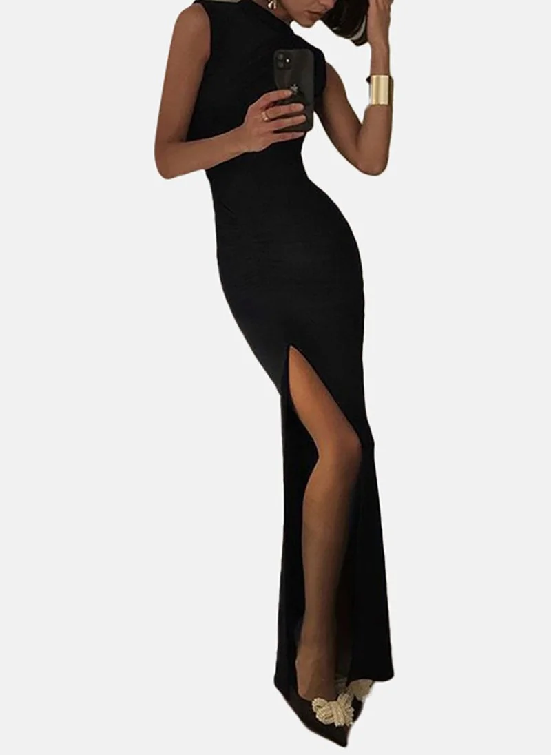 يونيكي Women High Neck Side Slit Detail Maxi Dress