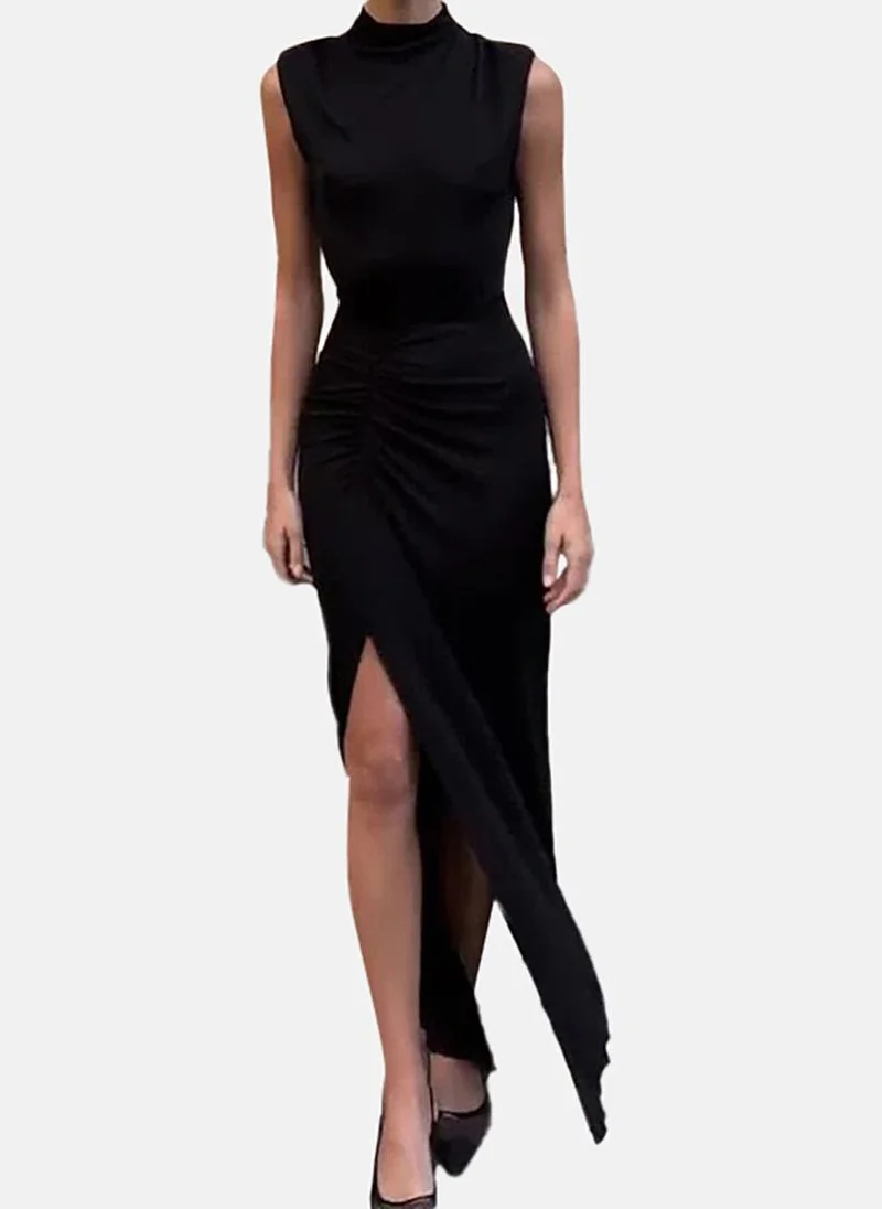 يونيكي Women High Neck Side Slit Detail Maxi Dress