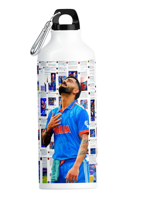 PrintWala PrintWala Virat Kohli 600ml Aluminum Water Bottle Premium Design for Cricket Enthusiasts - Image 1