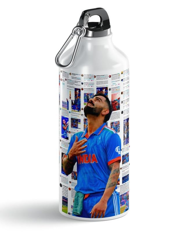 PrintWala PrintWala Virat Kohli 600ml Aluminum Water Bottle Premium Design for Cricket Enthusiasts - Image 2