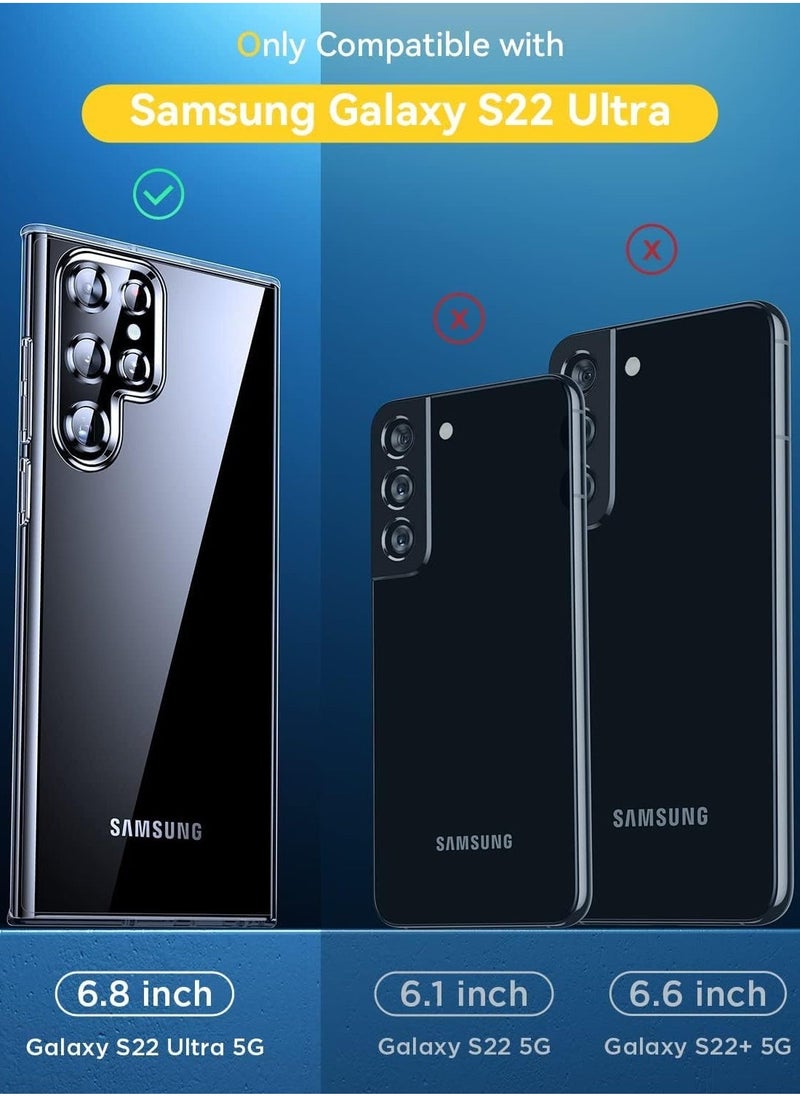 Raxoom Galaxy S22 Ultra Case Bundle - Includes 2 HD Screen Protectors & 2 Camera Lens Protectors, Slim Shockproof Clear Anti-Scratch Cover for Samsung Galaxy S22 Ultra 5G - Image 2