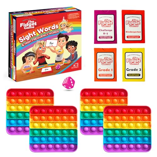THE FIDGET GAME Sight Words Game  Reading Flashcards and Pop Fidget Toys for Kids K to Second Grade  Learning Activities and Games for HighFrequency Dolch Sight Words  Includes Mats and Dice - Image 1