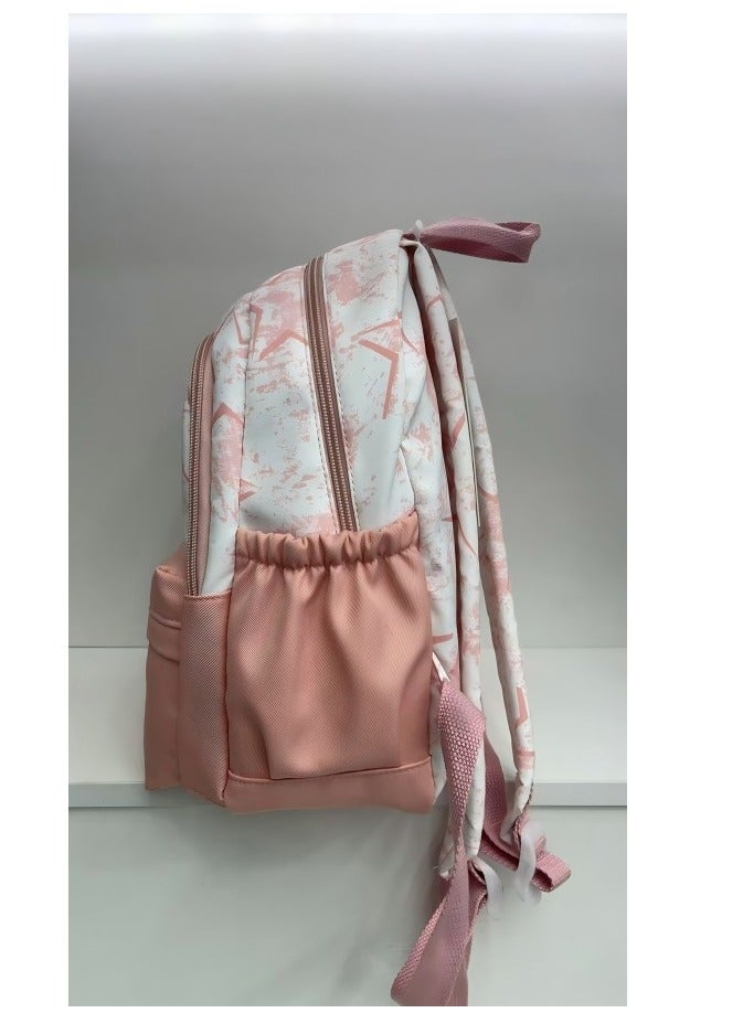 FASHION Fashionable Retro Patterned Student Backpack with Spacious Compartments Stylish Pastel - Hued Star Print Student Backpack  - Image 4