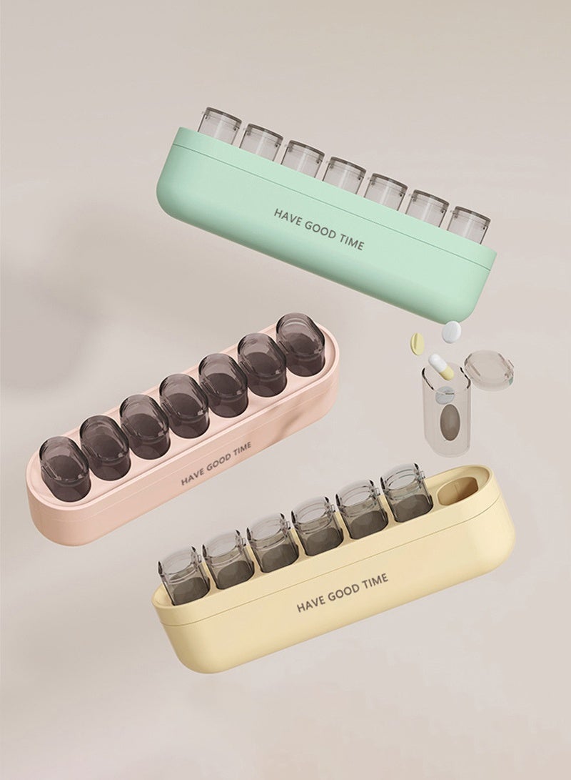 lebonaer Weekly Pill Organizer 1 Time a Day, Detachable Pill Box 7 Day, Portable Travel Pill Case, Large Medication Holder Container, Once Daily Pillbox Dispenser for Vitamin Medicine Supplement, Yellow - Image 2