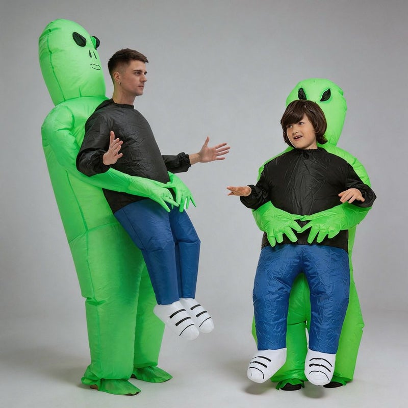 Inflatable Halloween Costumes, Ride on T-Rex Dinosaur Shark Alien Ghost Carry Me Pumpkin, 210T Polyester, Fits 100-190cm, with Air Blower & Battery Box, for Cosplay Kids Adults - Image 3