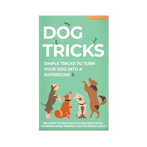 Gift Republic Dog Tricks Card Pack 100 Training Cards for Dogs and Puppies Fun Gift Idea for Pet Owners Easy Obedience Training Tips Green - Image 1