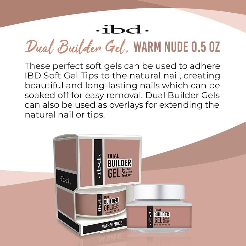 ibd Dual Builder Gel in Warm Nude, Soft Gel and Adhesive, Easy Soak Off, 0.5 oz - Image 2