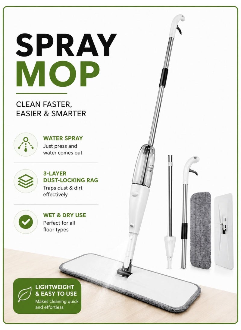AURORA Microfiber Spray Mop for Floor Cleaning with Refillable Water Tank & Microfiber Flat Pad Head – 360° Easy Floor Cleaning Mop for Tile, Marble, Wood & Home –Wet & Dry Replaceable Microfiber Pads– Lightweight Household Mop with Trigger Spray Bottle for Wood, Tile, Laminate & Vinyl Floors - Image 1