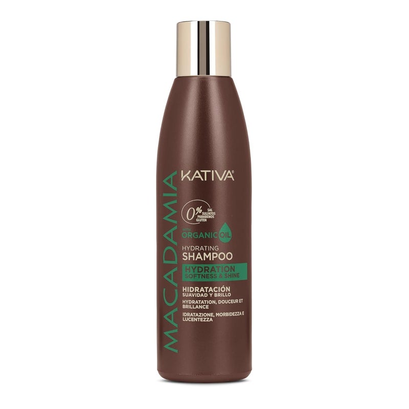 KATIVA Macadamia Hydrating Shampoo, 8.45 Fl Oz, Moisturizes and Strengthens Dry Hair with Organic Macadamia Oil, Sulfate, Gluten, Paraben, and Salt Free
