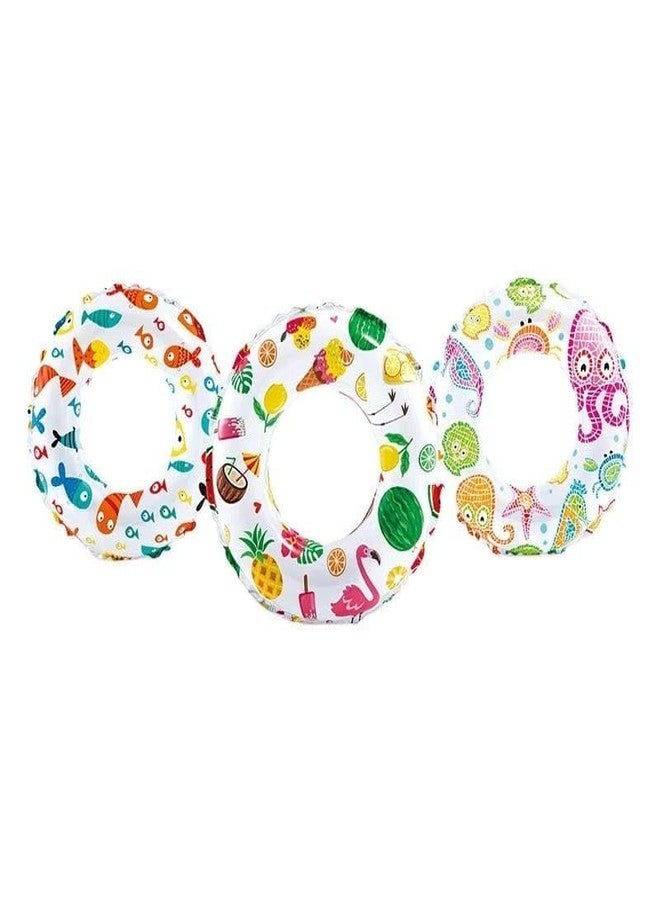 DHARNIX Swimming Printed Safety Pool Ring Tube | Fun & Secure Inflatable Float for Kids, Boys, Girls & Adults | Vibrant Beach & Pool Raft (20 Inch) - Image 1