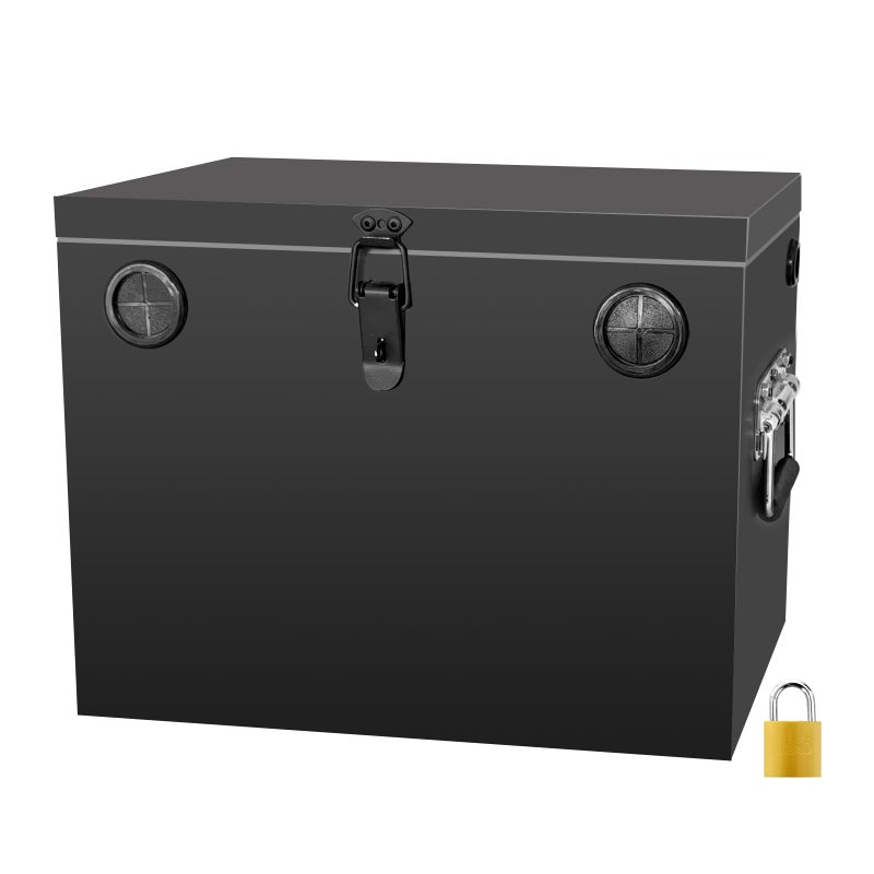 Peastorm Trailer RV Marine Battery Box 12V Waterproof Steel Battery Relocation Kit for Boat Trolling Motor Kayak Group 27 Black