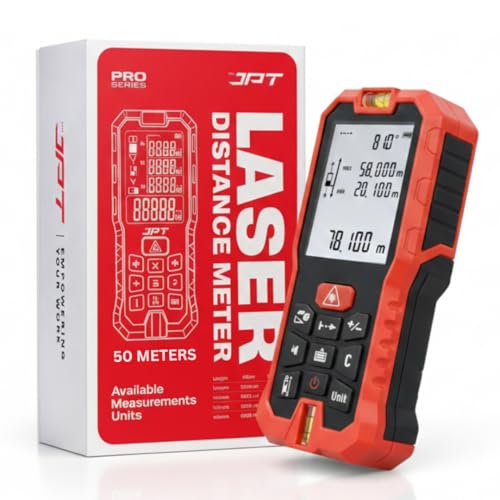 JPT 50M Laser Distance Meter | Professional Digital Measuring Tool with Area, Volume & Pythagorean Calculation | Backlit Display, Continuous & Unit Conversion Modes - Image 1