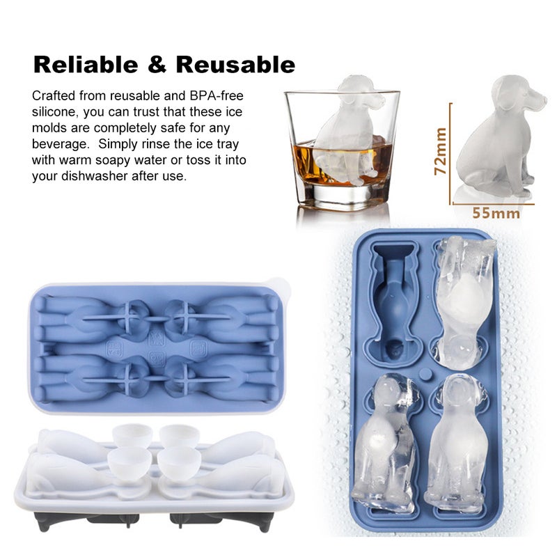 Dog Shaped Ice Cube Tray: Black Silicone Mold - Slow Melt Reusable Tray for Home Bar, Beverage Cooling, DIY Desserts & Dog Lover Gifts - Image 5
