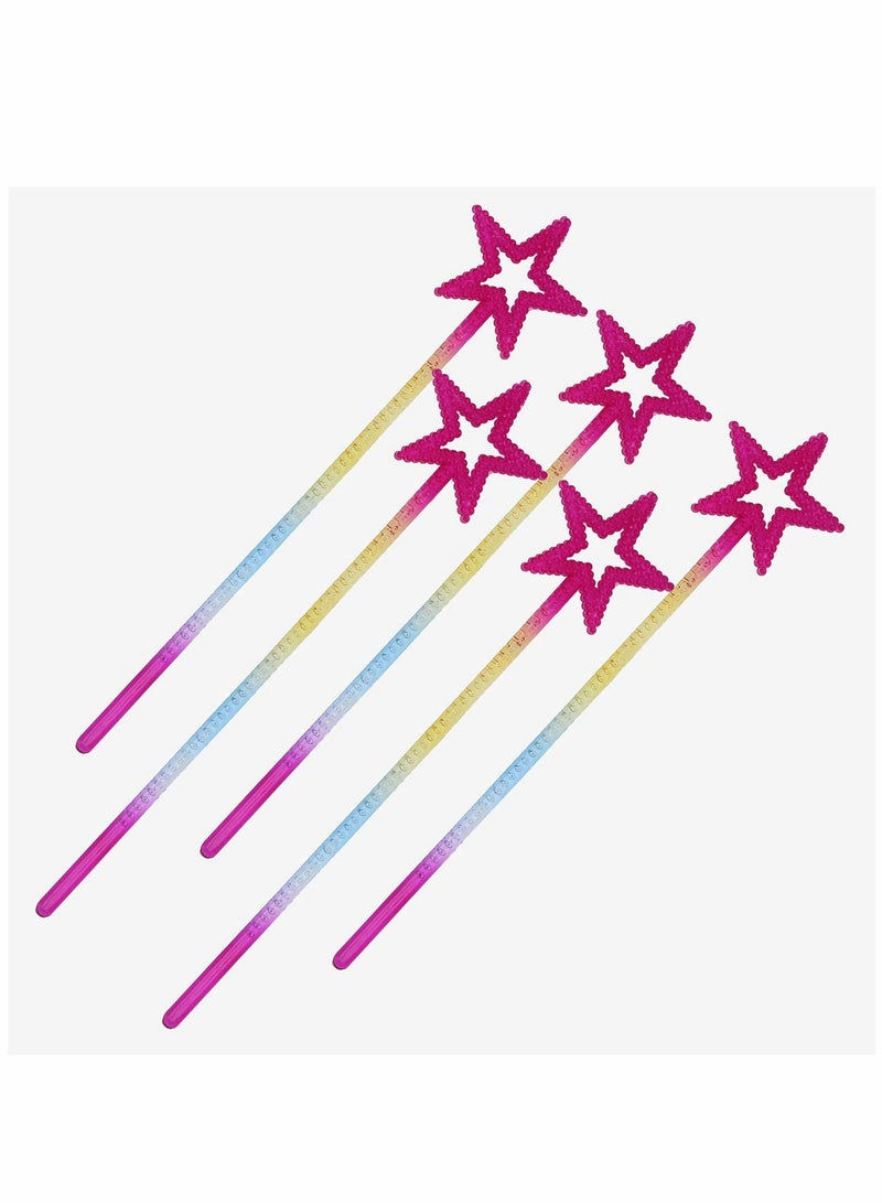 KASTWAVE Star Fairy Wands 5PCS Girls Costume Props Star Magic Wand Angel Fairy Wands Sticks Birthday Party Wedding Cosplay 13 Inches (Multicolor) - Image 1