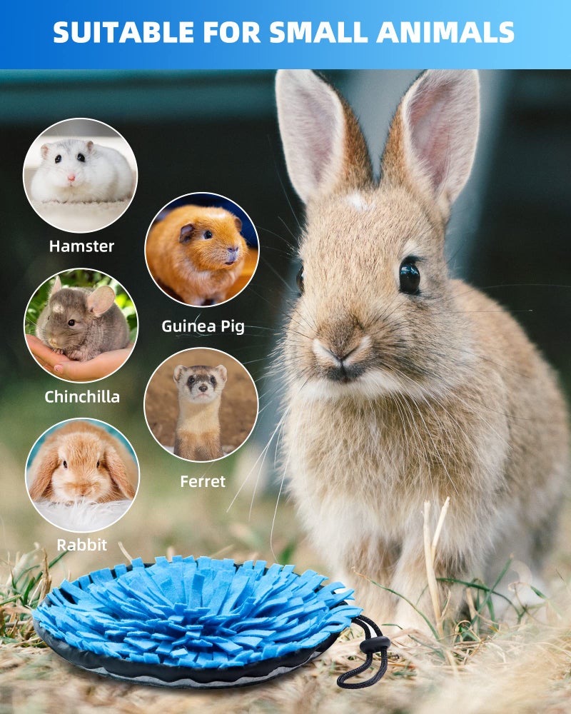 OVMKOV Rabbit Foraging Mat, Interactive Feed Game for Boredom, Small Pet Puzzle Toy, OVMKOV 9.44" x 9.44" Polar Fleece Snuffle Pad Bed Nosework Feeding Mat for Bunny Hamster Guinea Pigs Ferrets Chinchillas - Image 3