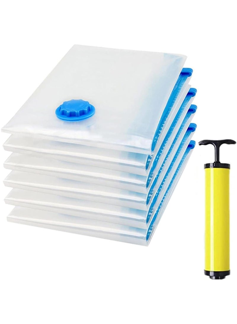 sulfar Vacuum Storage Bags 6 Jumbo Pack, Space Saver Bags for Clothes, Pillows, Comforters, Blankets Storage, Vacuum Sealer Compression Bags with Travel Hand Pump (50—70cm)