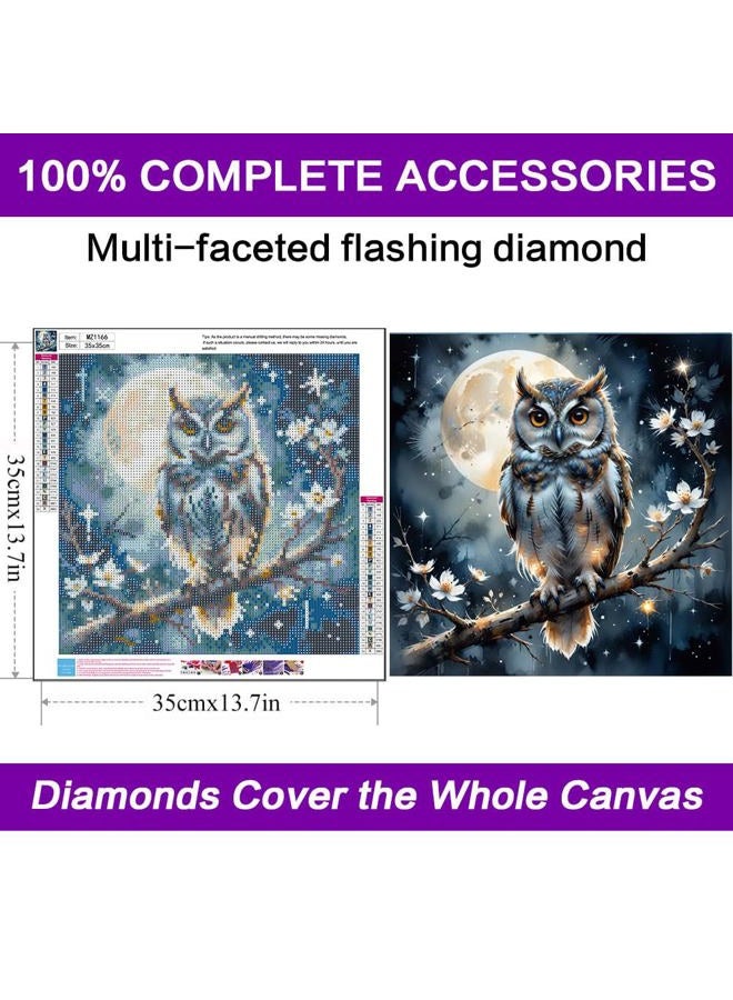 croshom Diamond Art Kits for Adults, Owl Diamond Art Painting Kits for Adults Beginners, 5D DIY Full Drills Gem Craft for Gifts, Home Wall Decor 13.8" x 13.8" - Image 4