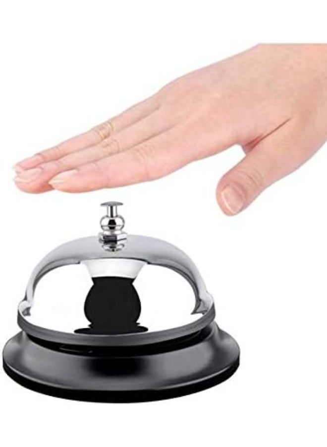 Desk Bell Stainless Steel Hand Service for Kitchen Hotels Schools Restaurants Reception Areas Warehouse Bells Customized Important Dishes Anti-Rust Cute Sound,Silver - Image 2