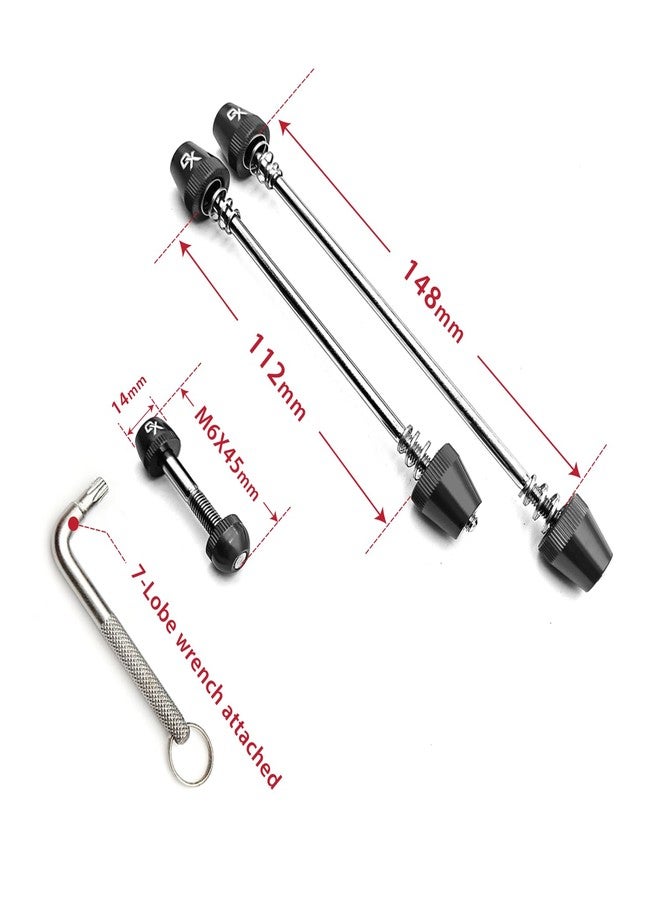 ONIPAX Bike Anti-Theft Locking Skewer 7 Lobe Bicycle Wheel Hub Secure Binder Bolt Kit with Key - Image 2