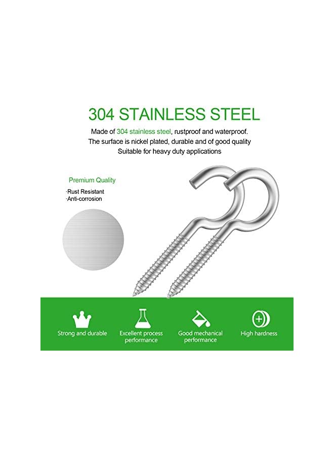 PROMASS promass 20 Pieces of 304 Stainless Steel Kits, Ceiling Cup Hook Screw Hooks, Ring Screws for Home, Office and Outdoor use, Lighting Hook Racks, self-Tapping Hooks, Hooks (2-3/4"X20PCS)  - Image 4