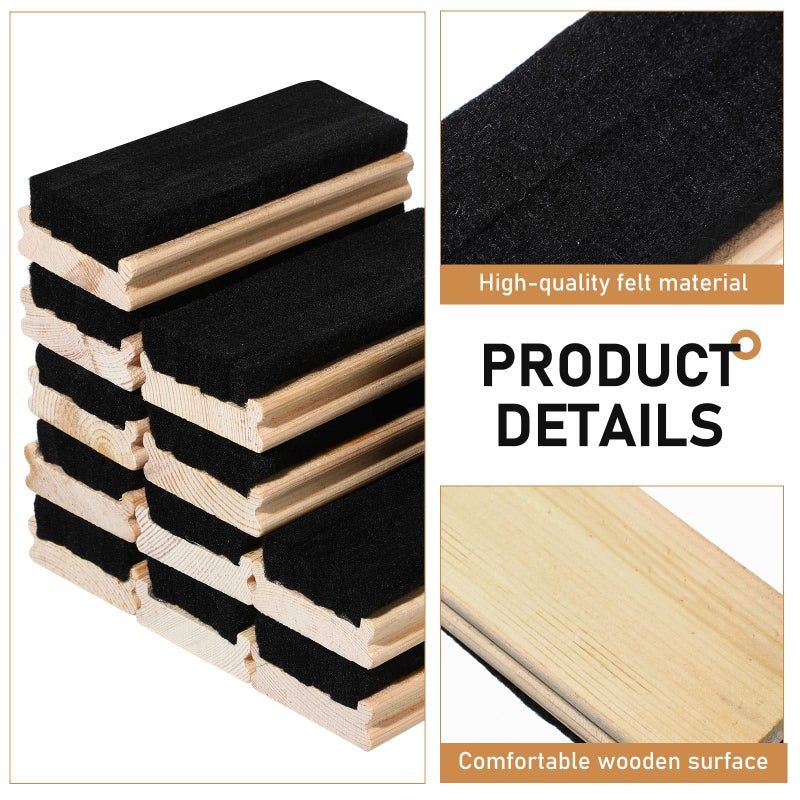 Marspark Felt Campus Style Erasers, Cleaner Dusters Felt Chalkboard Eraser for Kids Wood Chalk Eraser for Chalkboard Cleaners Dusters for Markers White Black Boards Paint School Students Teachers (12) - Image 3