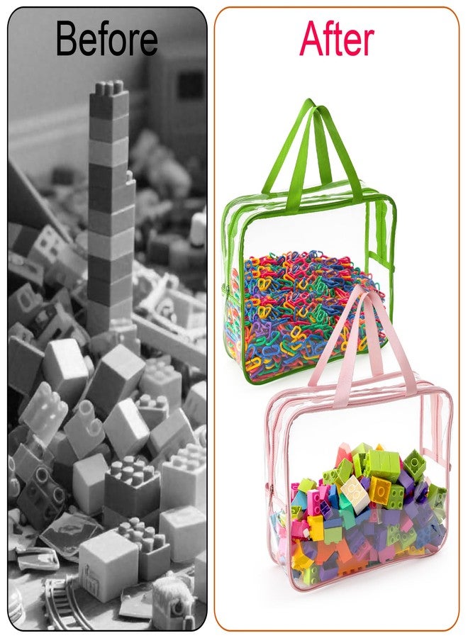 Fasmov 8 Packs Large Toy Storage Bags, 8 Colors PVC Organizers Toy Bags, Travel Organizer Bags Reusable Toy Organizer Pouch with Zipper for Building Blocks, Puzzle, Small Toys and Handmade Accessories - Image 5