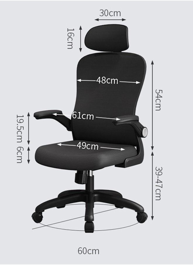 Arabest - Office Chair, High Back Ergonomic Desk Chair, Breathable Mesh Desk Chair with Adjustable Lumbar Support and Headrest, Swivel Task Chair with flip-up Armrests - Image 1