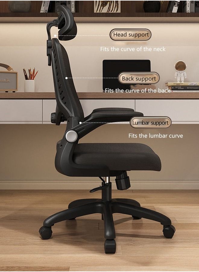Arabest - Office Chair, High Back Ergonomic Desk Chair, Breathable Mesh Desk Chair with Adjustable Lumbar Support and Headrest, Swivel Task Chair with flip-up Armrests - Image 1
