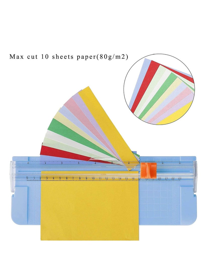 Y&D - Paper Cutter A5 Trimmer Titanium Scrapbooking Tool with Automatic Security Safeguard and Side Ruler for Label Card Standard Cutting Blue - Image 1