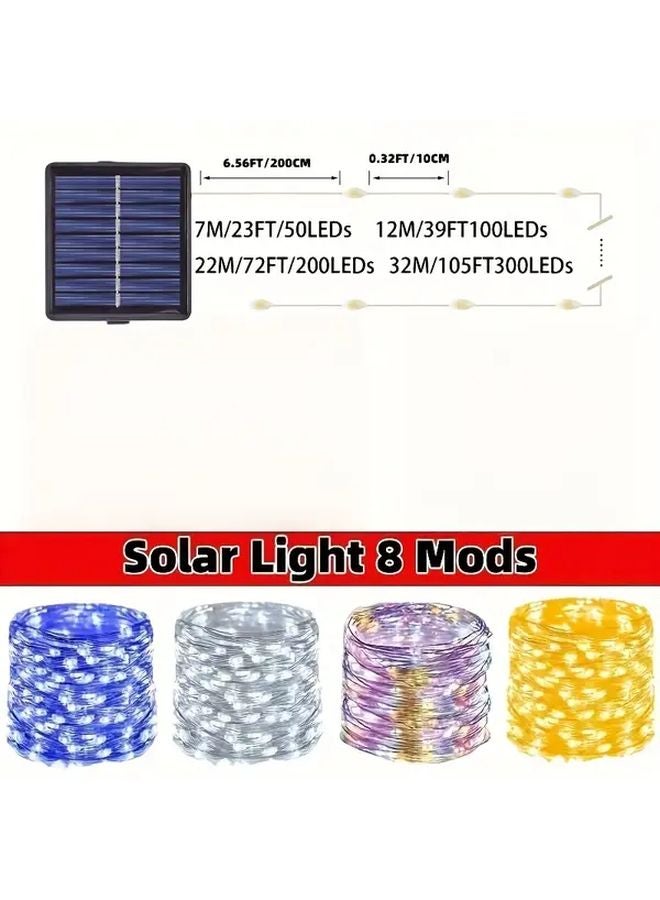 أضواء سلسلة شمسية متعددة الألوان 7 أمتار 50 لمبة LED، 8 أوضاع، IP54 للحدائق وساحات الحفلات - Image 4