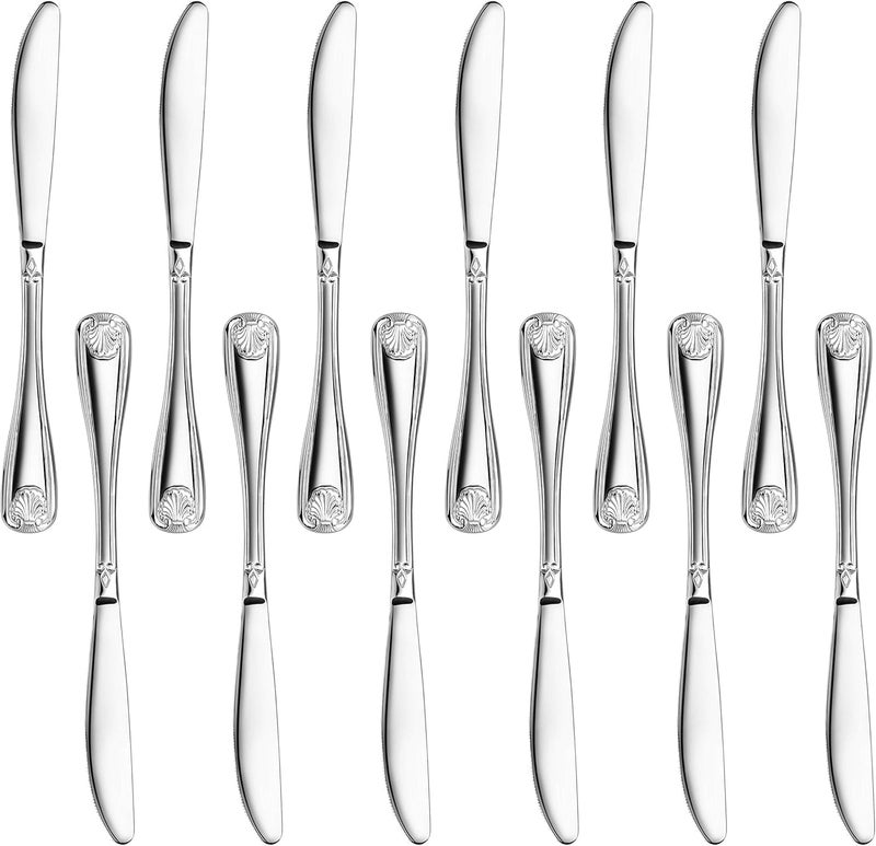 New Star Foodservice 58246 Shell Pattern 180 Stainless Steel Dinner Knife 86inch Set of 12 - Image 1