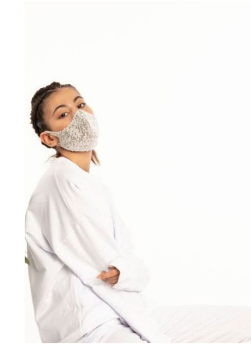 VENTIUP Sequin Mask Beige Silver  - Image 3