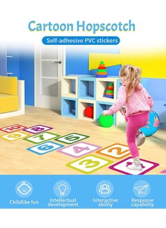 Generic 10 Number Footprint Floor Sticker Puzzle Games Number Hopscotch Sticker Floor Decals Lattice Floor Sticker For Kids  - Image 3