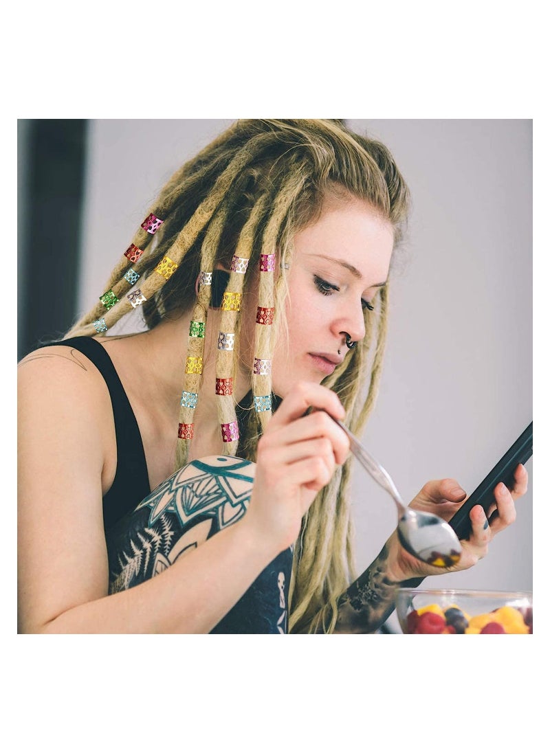 Excefore Dreadlocks Beads Hair Braid Rings Clips 200 Dread Locks Hair Braiding Metal Cuffs Decoration  - Image 2