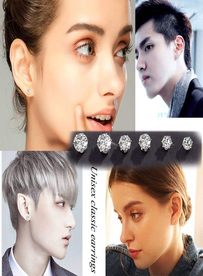 Spiritlele 12 Pairs 3-8mm Pearl Stud Earrings Set Assorted Cubic Zirconia Crystal Pierced Earrings for Women - Image 3