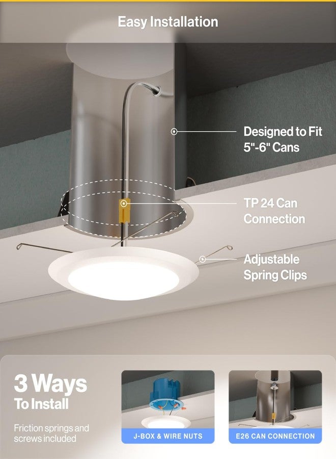 Sunco Lighting Sunco 12 Pack LED Disc Lights Ceiling 6 Inch, Flush Mount Disk Light, Recessed Can Lighting, 1050 LM, 15W (75W Equivalent), Selectable CCT 3000K/4000K/5000K/6000K/6500K, Dimmable, Damp Rated ETL - Image 5