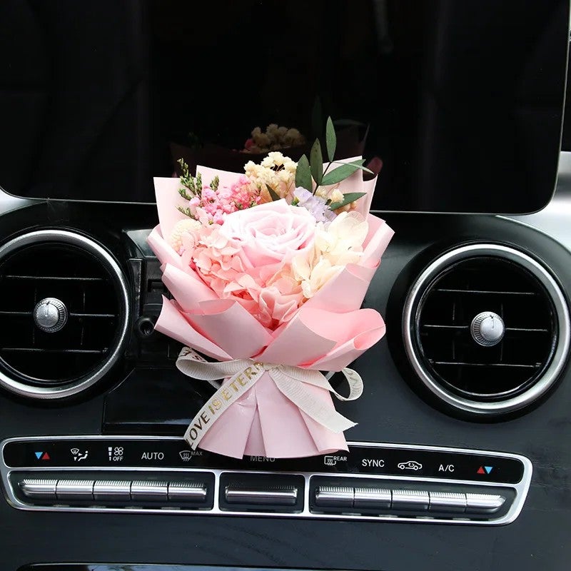 Bluejw Handmade Mini Bouquet Car Air Freshener - Dried Flower Vent Clip Perfume - Natural Dried Plants Fragrance Diffuser for Auto - Image 1