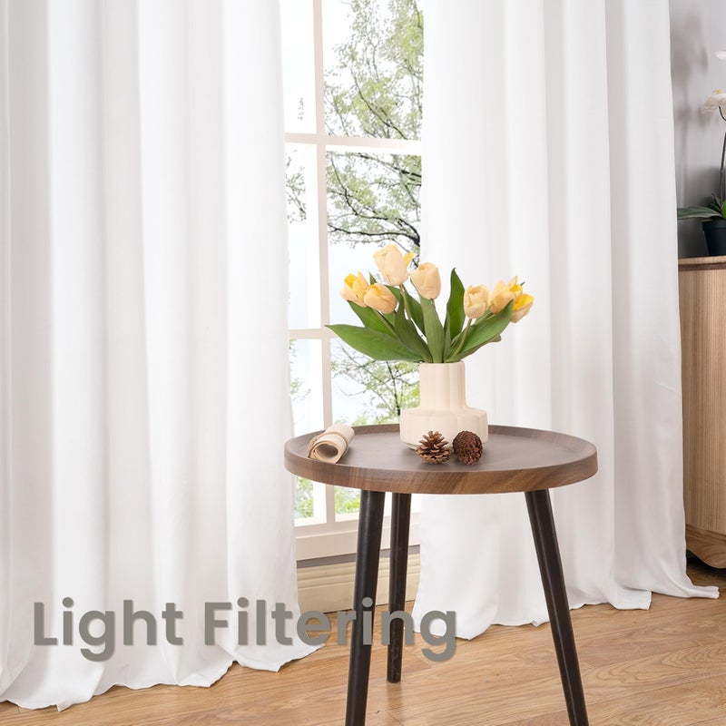 BGment Pure White Linen Curtains 84 Inch Length for Living Room, Light Filtering Drapes No See Through with Grommet Thick Semi Sheer Window Treatments for Bedroom Decor, 2 Panels, Each 52 Inch Wide - Image 2