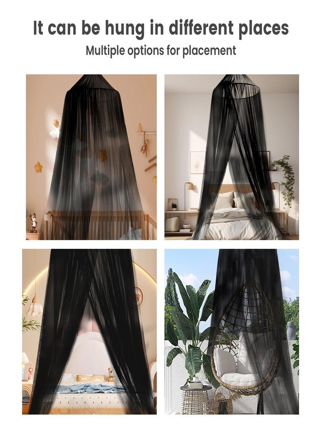 Mengersi Bed Canopy Mosquito Net for Bed, Canopy Bed Curtains, Dome Mosquito Netting Bed Tent, Indoor Outdoor, Black, Full Size - Image 5