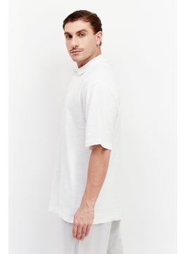 Greg Norman Men Regular Fit Textured Short Sleeve Polo Shirt, White  - Image 4