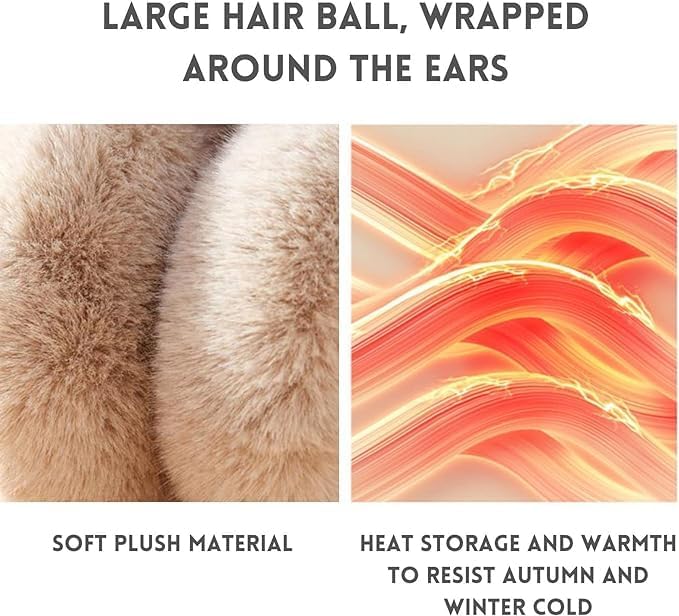 THE DDS STORE Muffs for Women - Winter Ear Warmers - Soft & Warm Cable Knit Furry Fleece Earmuffs - Ear Covers for Cold Weather Puffy Fluffy Earmuffs (01-Pink) - Image 3